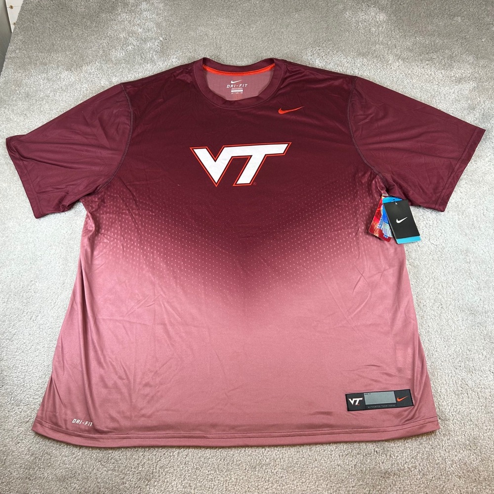 Nike Virginia Tech Hokies T-Shirt Mens 3XL Maroon Ombre Dri-FIT 31362X-669 NWT